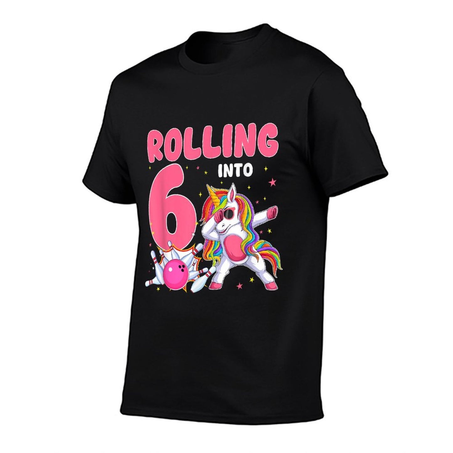 Rolling Into 6 6th Birthday Unicorn Bowling 6 Year Old  Polyester Blend T-Shirt
