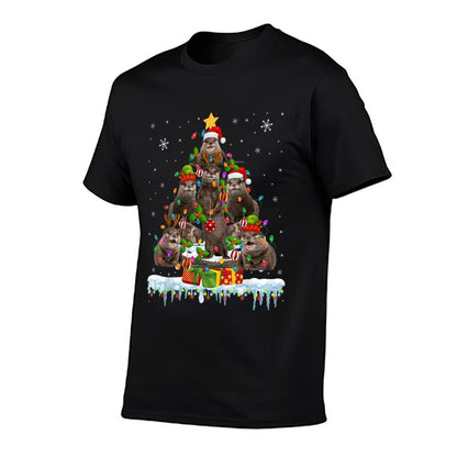 Santa ELF Reindeer Otter Christmas Tree Christmas Lights  Vintage-inspired T-Shirt