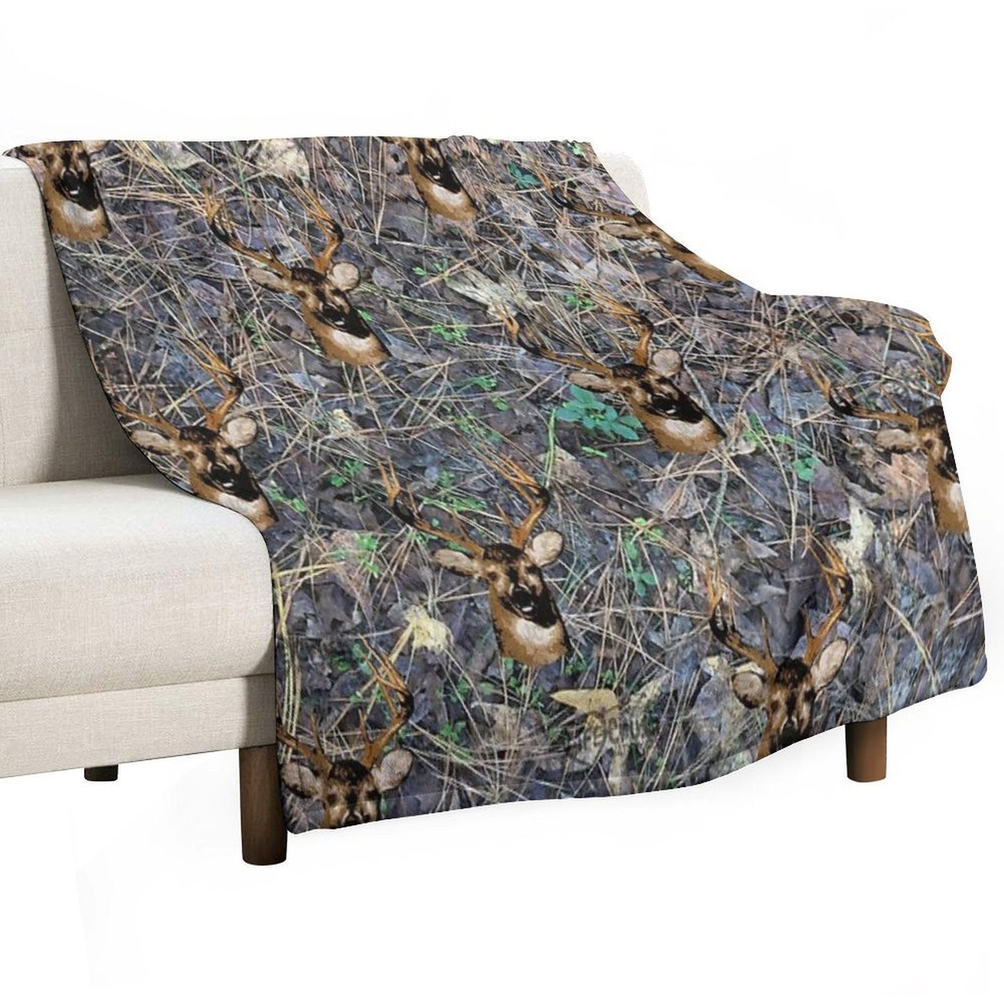 Whitetail Buck Deer Camouflage Design Comfort Throw Blanket