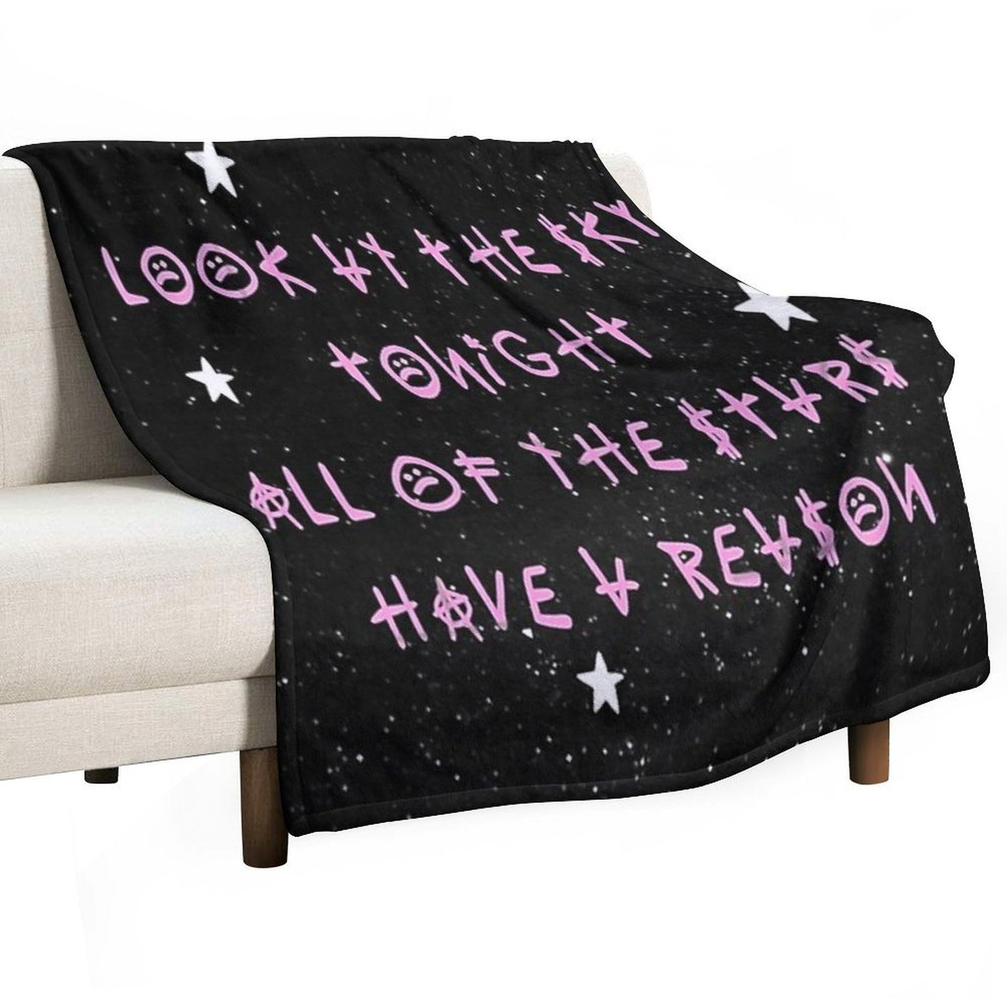 Look At The Sky Stars Have A Reason - Lil Peep Quotes Wrinkle-free Throw Blanket