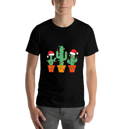 Christmas Cactus Cute Succulent Plant Xmas Men Women Kids  Fade-proof Color T-Shirt