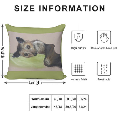 Batzilla - Safely Resting by Louise Saunders Soft Durable Construction Throw Pillow