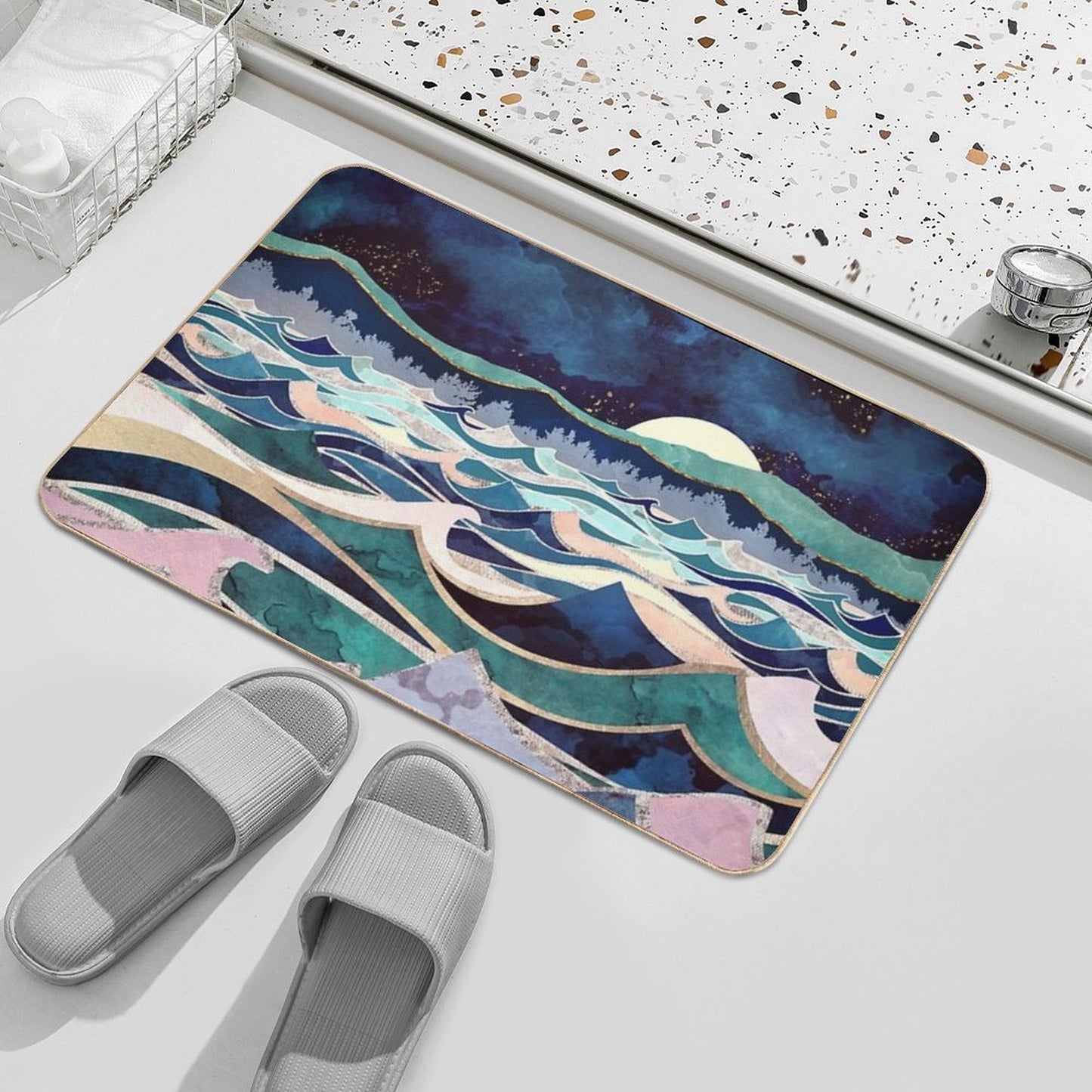 Moonlit Ocean  Repositionable Bath Mat