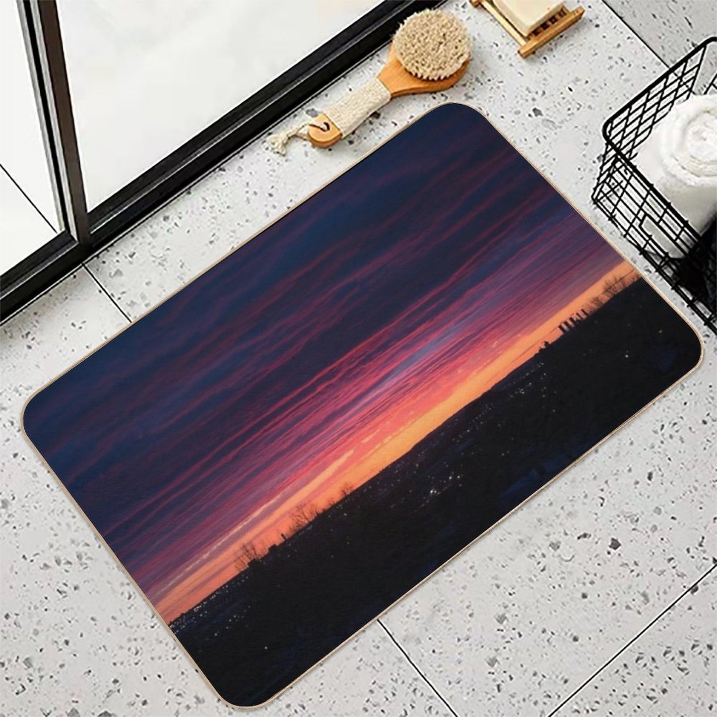 Orange And Purple Sunset  Dirt-Trapping Bath Mat