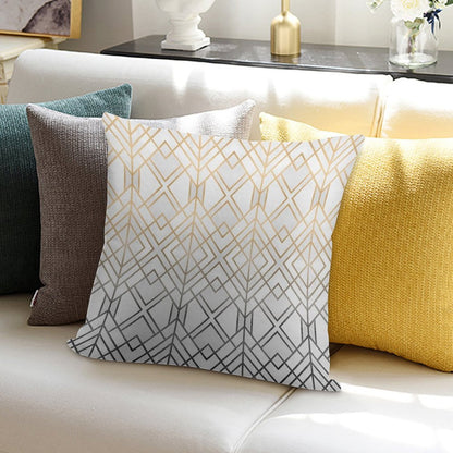 Gold And Grey Geo Soft Fade-Resistant Throw Pillow