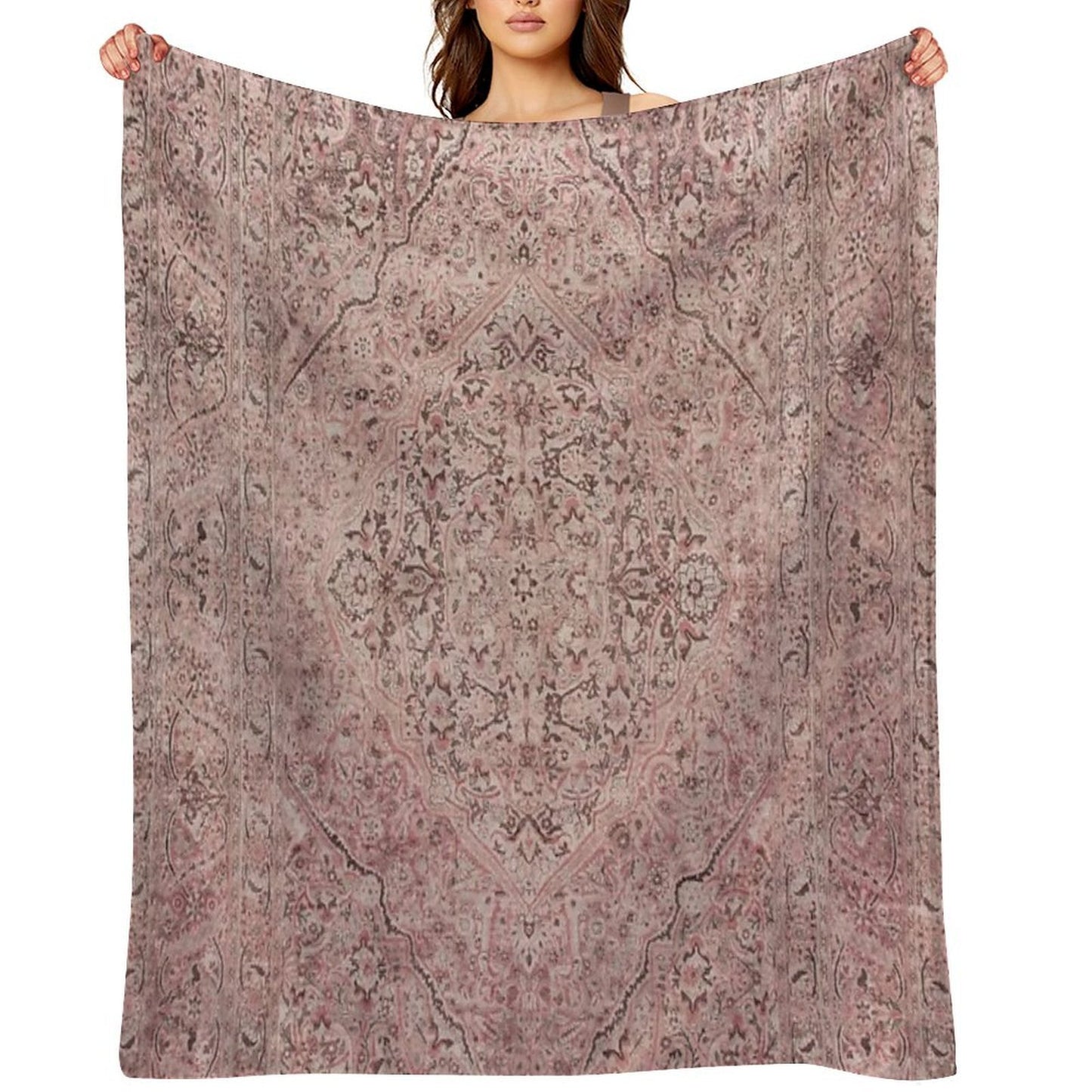 Antique Persian Tabriz Rug Print Premium Throw Blanket