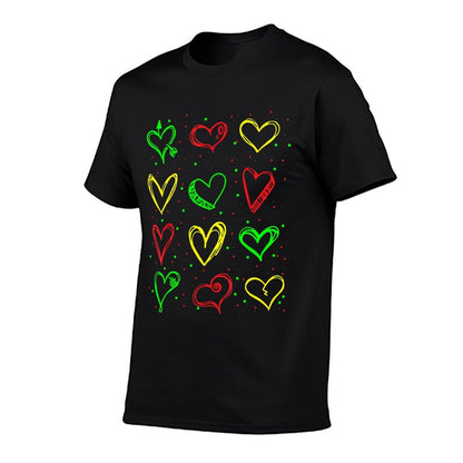 Heart Pattern Juneteenth Black History African American  Heathered Texture T-Shirt