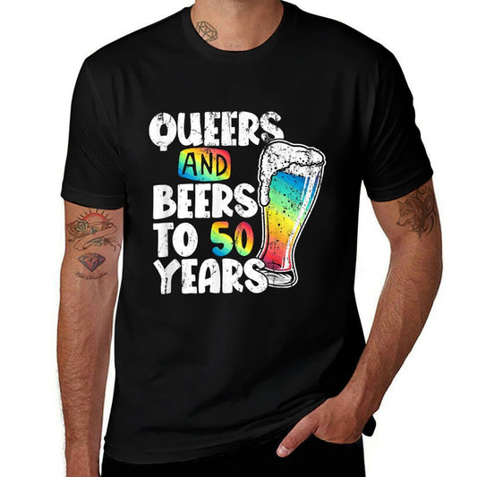 Queers And Beers to 50 Years, 50th Birthday Gay Pride LGBTQ  Soft T-Shirt