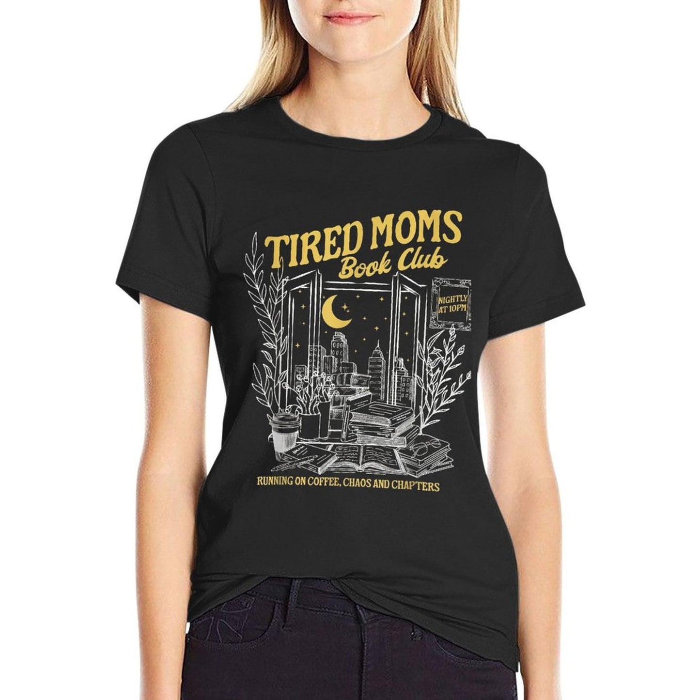 Retro Tired Moms Book Club Bookish Booktrovert Mothers Day  Lightweight T-Shirt