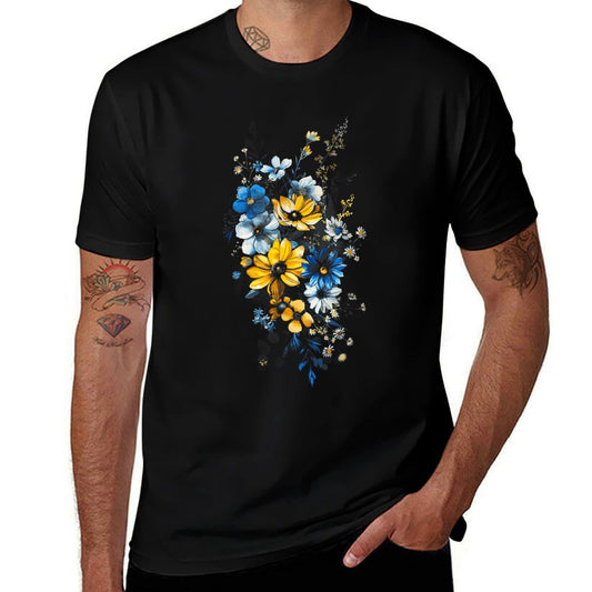 Flower Bouquet Nature Illustration for Women And Men  Heathered Texture T-Shirt