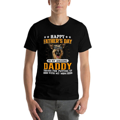 Happy Fathers Day German Shepherd Dog Dad Gifts For Men  Ribbed Collar T-Shirt