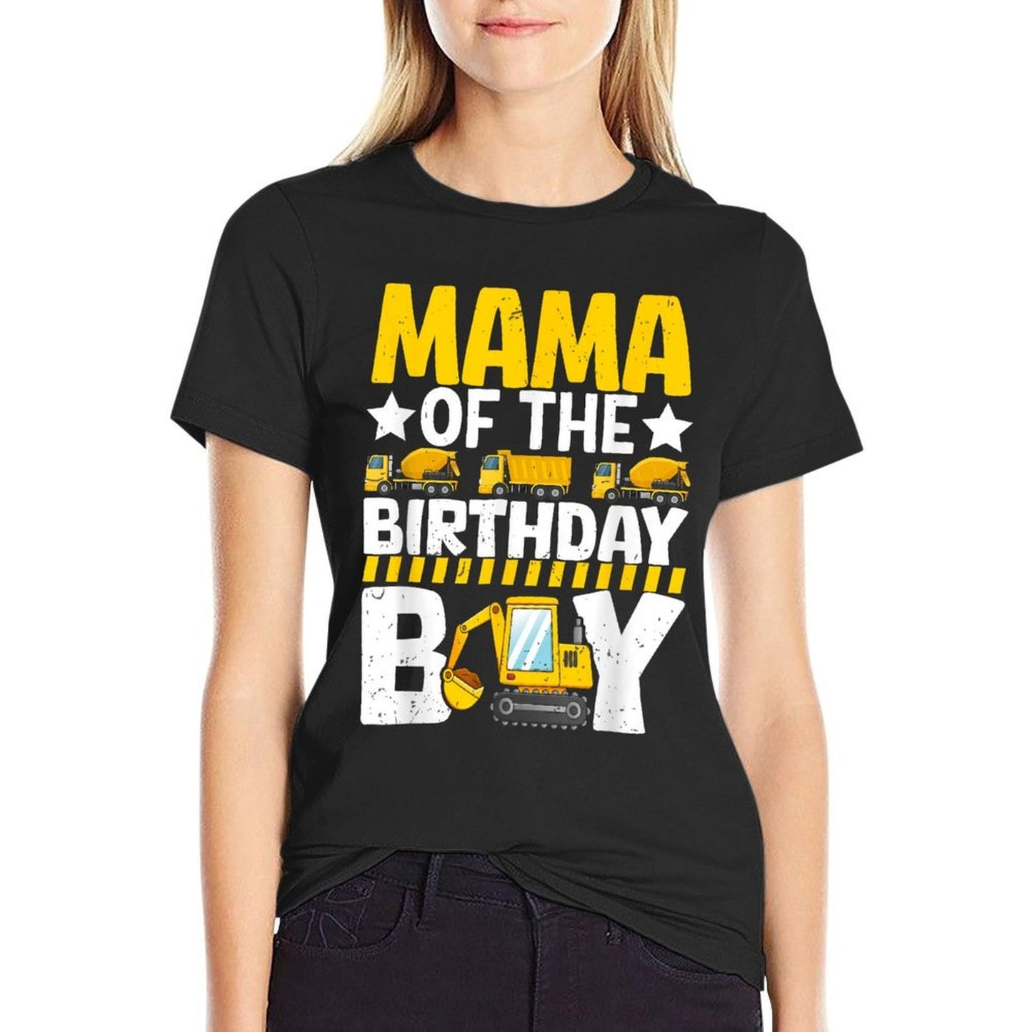 Mom Of The Birthday Boy Construction Theme Party Matching  Heathered Texture T-Shirt