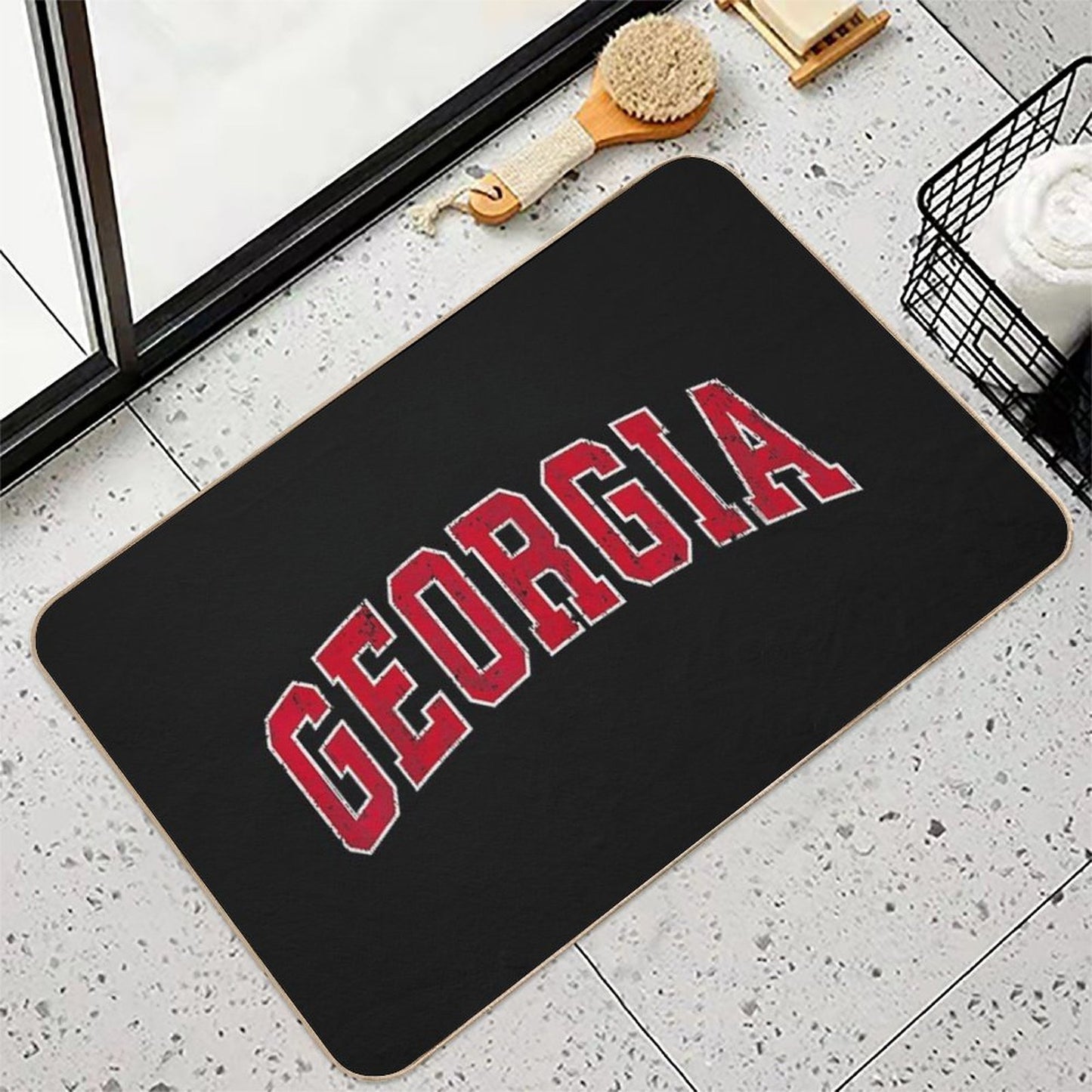 Mens Womens Kids Georgia GA Vintage Sports Red Varsity Style  Long-Lasting Bath Mat