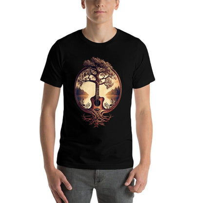 Acoustic Guitar Tree By The Lake Guitarist  Quick-drying T-Shirt