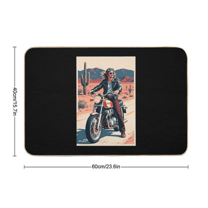 Vintage 70s Biker Illustration in Hope Style  Slip-Resistant Bath Mat