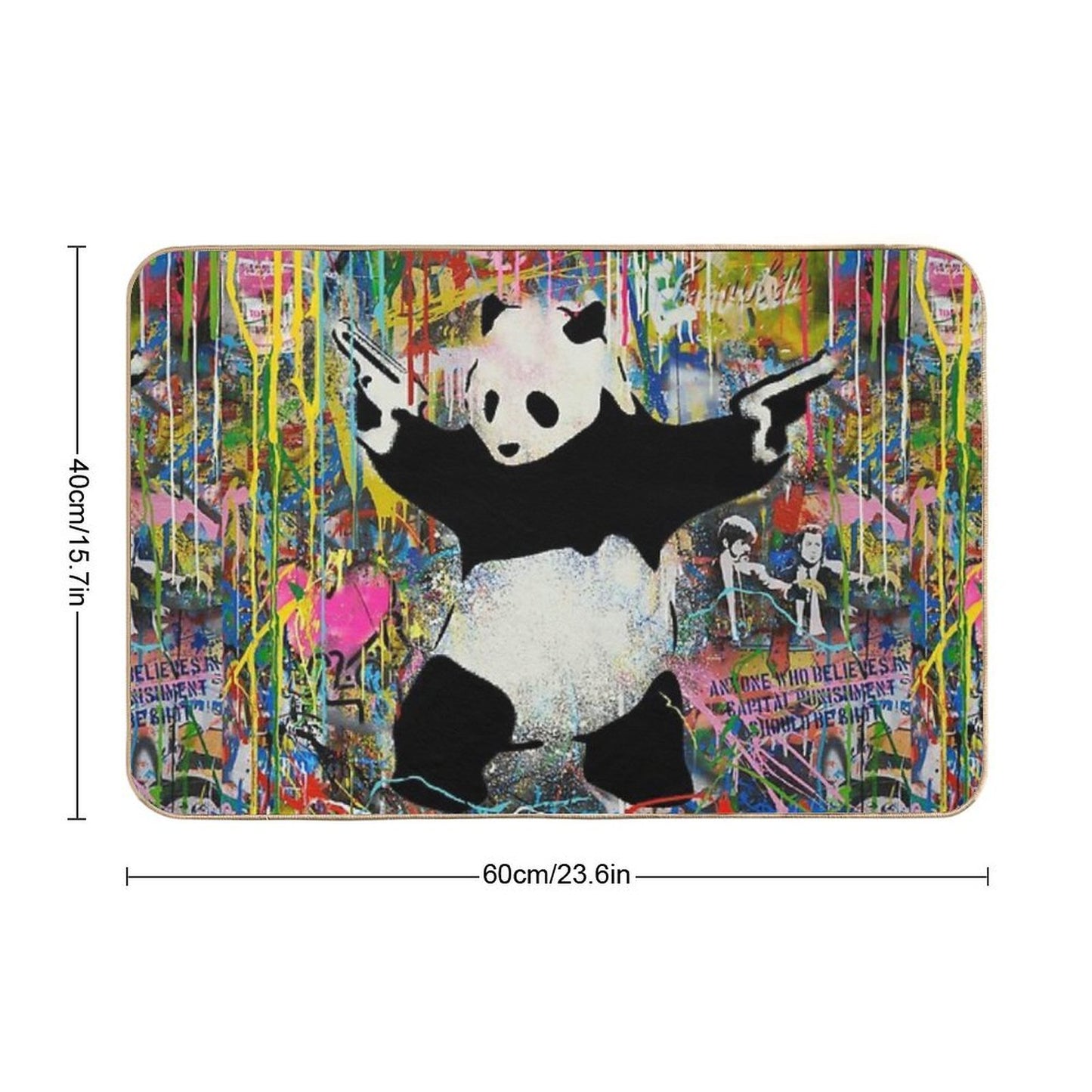 Panda With Guns Stick Em Up - Pop Street Art Banksy  Toxin-Free Bath Mat
