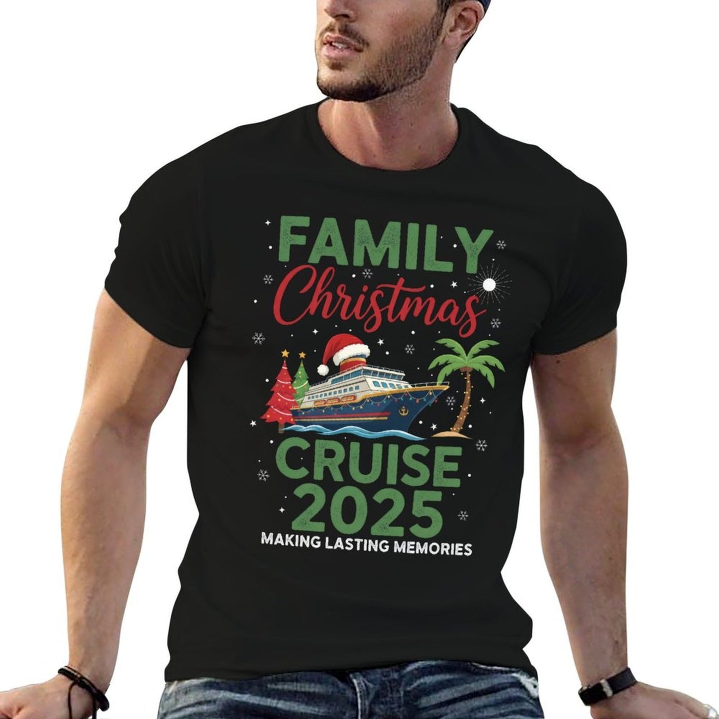 Family Christmas Cruise 2025  Rolled Sleeves T-Shirt