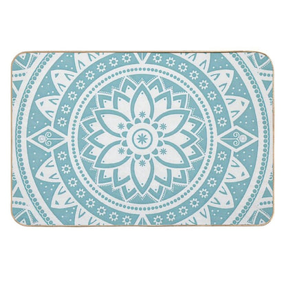 Blue Circular Relaxing Mandala  Easy Maintenance Bath Mat