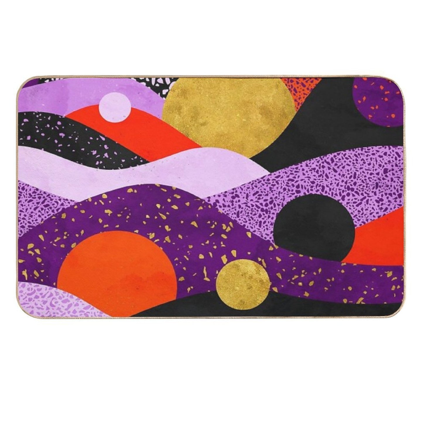 Terrazzo Galaxy Purple Orange Gold  Easy Maintenance Bath Mat