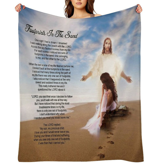 Footprints in The Sand Compact Throw Blanket