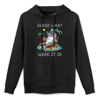 Cool Shark 2025 Week Guess What Week It Is Shark Lover Trip Layering Staple Hoodie
