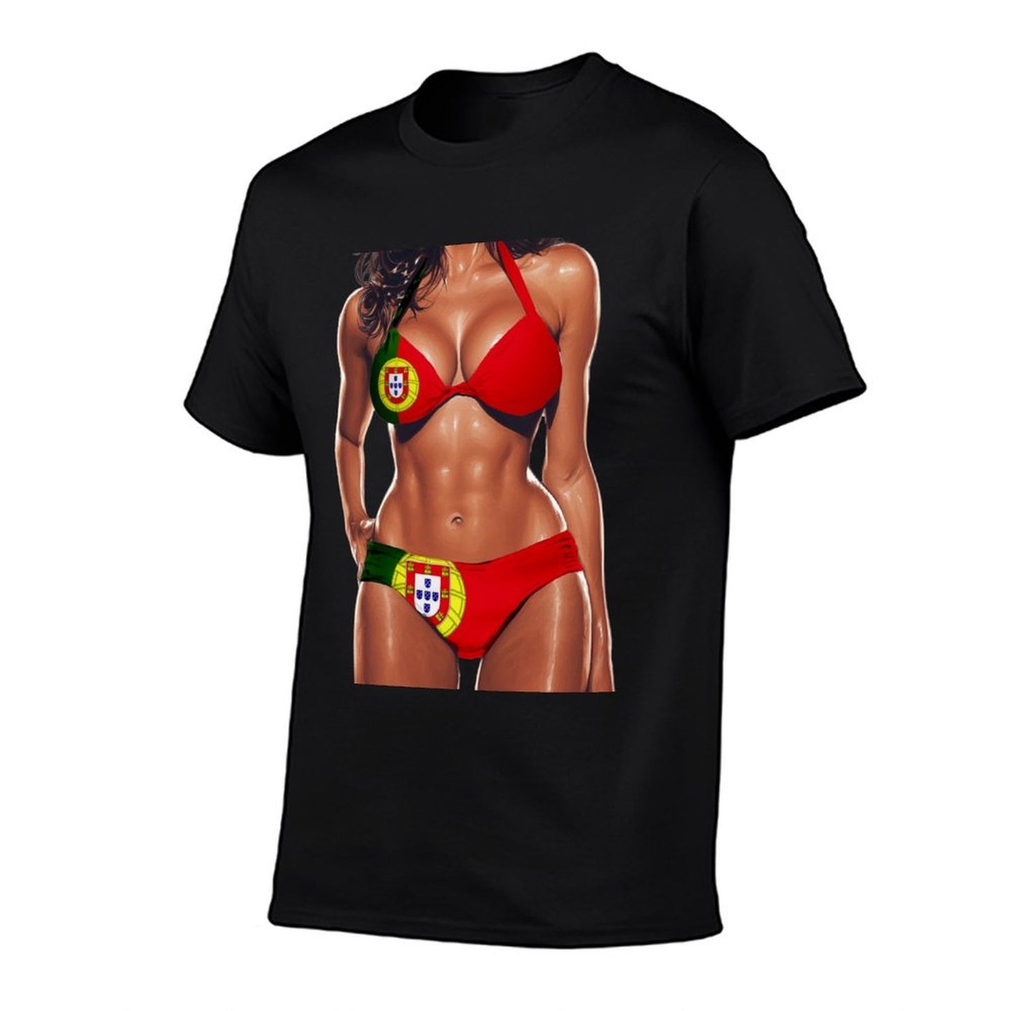 Portuguese Women Bikini Outfit Heritage Portgual  Ribbed Collar T-Shirt