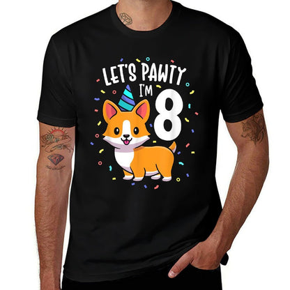 8 Years Old Corgi Dog Lover 8th Birthday Party Outfit Kid  Stretchy T-Shirt