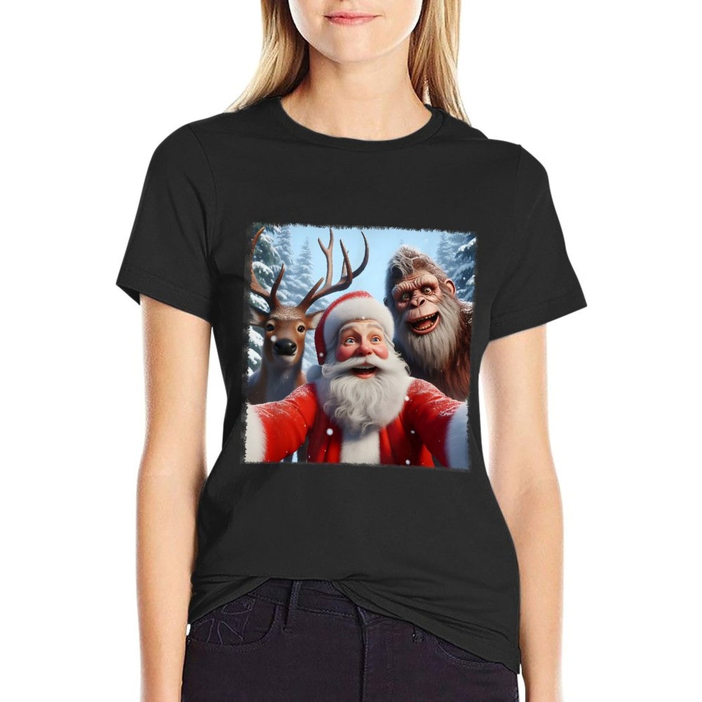 Reindeer Bigfoot Funny Cute Santa Selfie Christmas  Classic T-Shirt