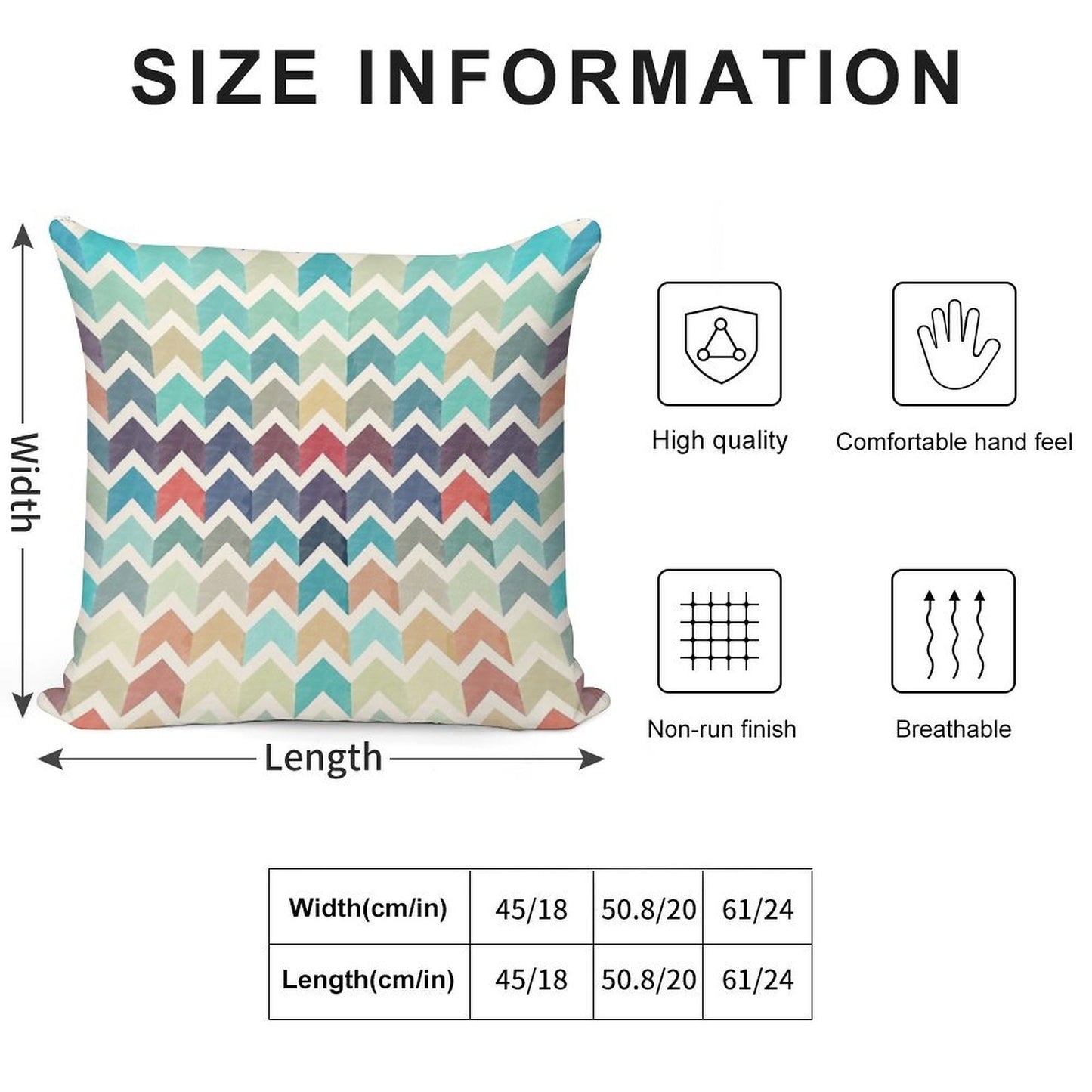 Watercolor Chevron Pattern Soft Reinforced Edging Throw Pillow