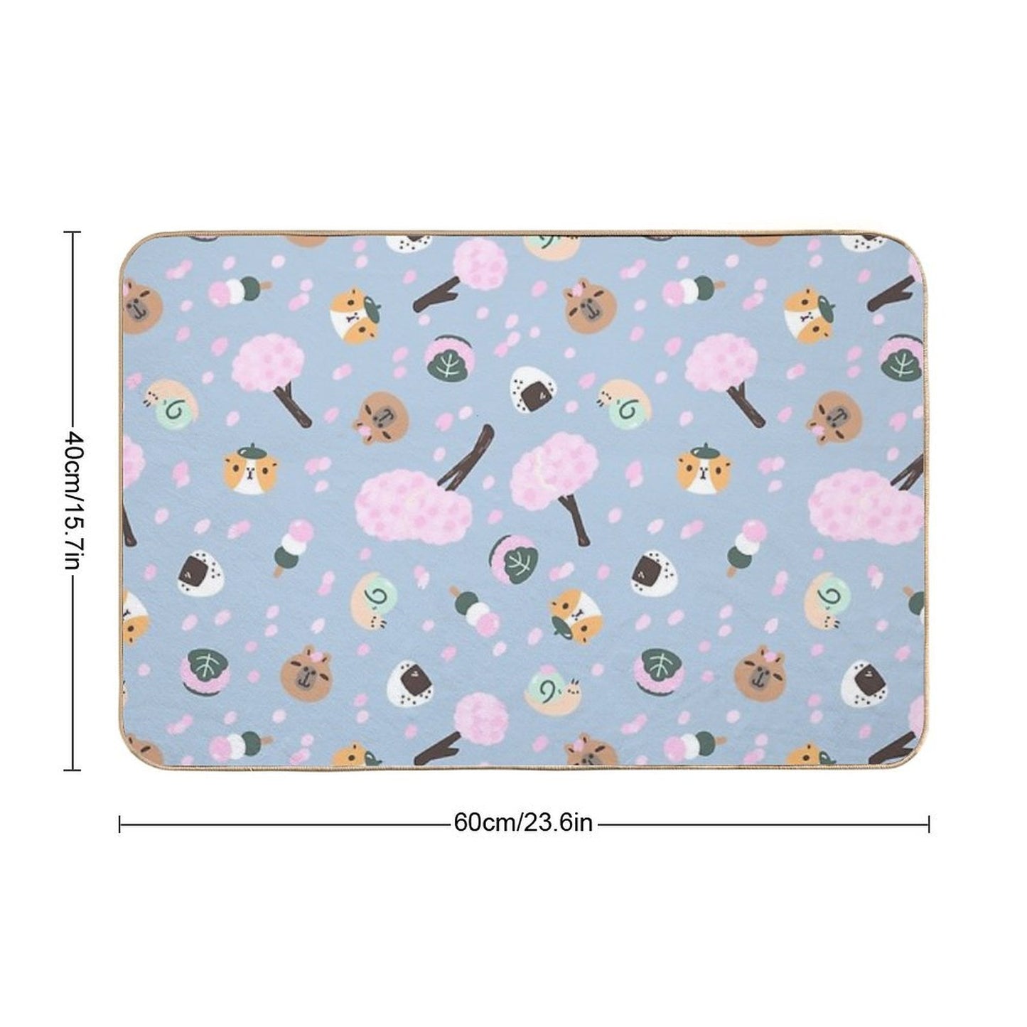 Bubu And Moonch Sakura Season Pattern  Non-Slip Bath Mat