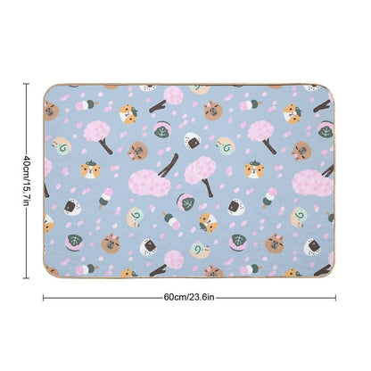 Bubu And Moonch Sakura Season Pattern  Non-Slip Bath Mat