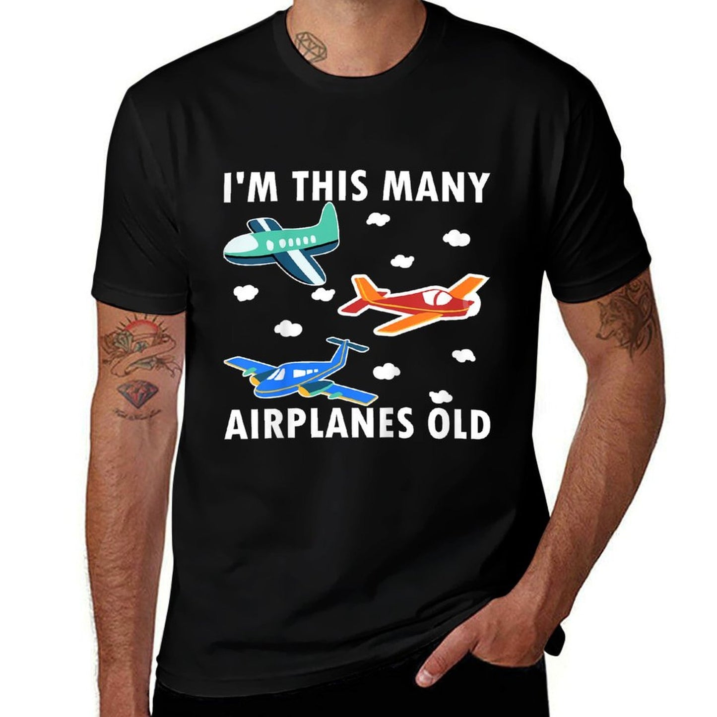 Kids 3 Years Old Boy Airplanes Old 3rd Birthday Kids  Durable T-Shirt