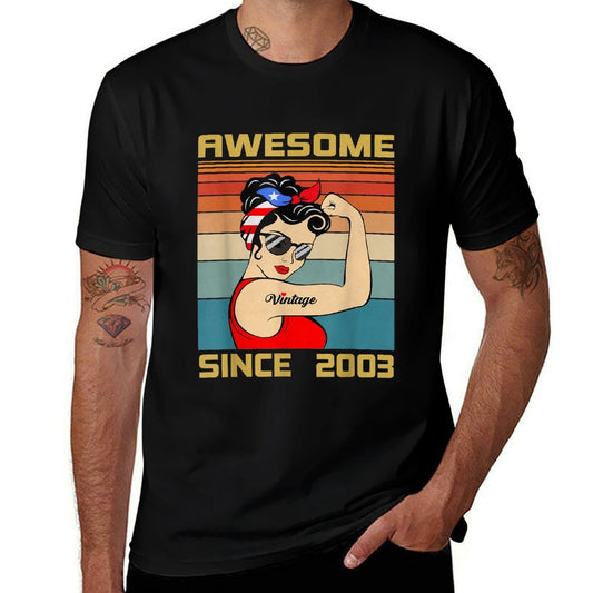 22th Birthday Gift 22 Years Old For Women Retro Vintage 2003  Eco-friendly Material T-Shirt
