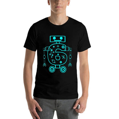 Kids 6 Year Old 6th Birthday Robot Themed Party Gift  Tagless Design T-Shirt
