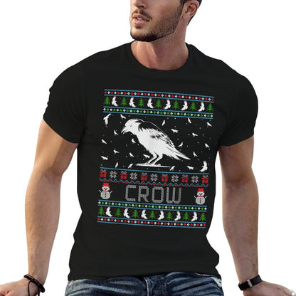 Ugly Christmas Sweaters Men Women Xmas Ugly Crow  Cotton T-Shirt