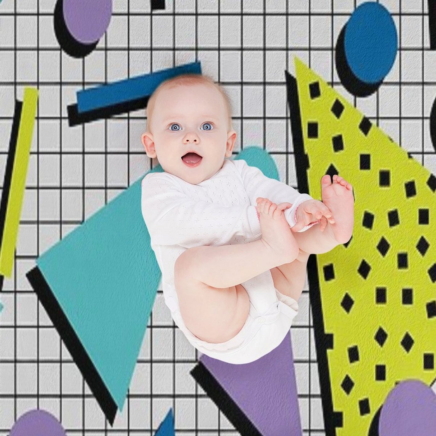 Totally Tubular! Retro 80s Memphis Style Inspired Geometric Print Plush Throw Blanket