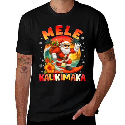 Mele Kalikimaka Santa Rock On Hawaii Christmas Xmas Men  Moisture-wicking T-Shirt