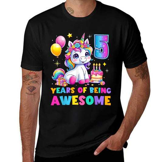 Unicorn 5th Birthday Girls Toddler 5 Years Old Birthday  Lightweight T-Shirt
