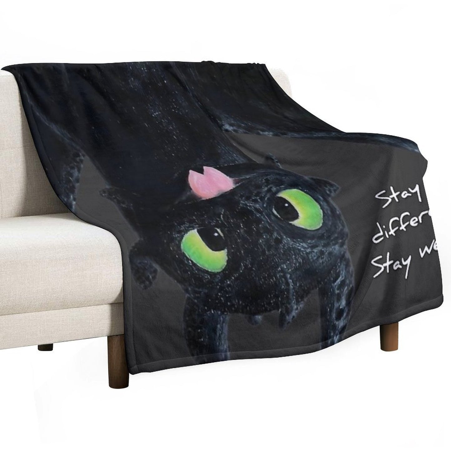 Toothless Upside Down Sticker Machine-washable Throw Blanket