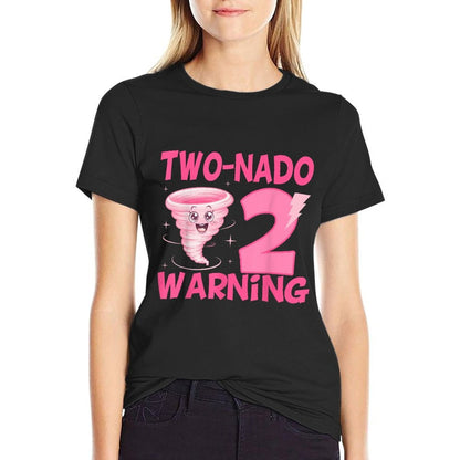 Kids Two-nado Warning 2nd Birthday Pink Tornado Birthday  Eco-friendly Material T-Shirt