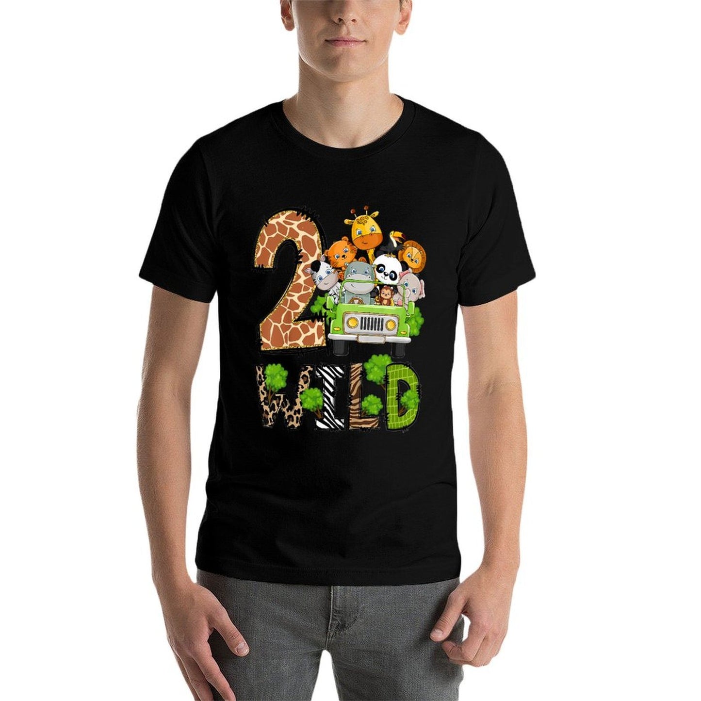 Kids Wild Two 2 Year Old Boy Girl 2nd Birthday Zoo Jungle Animal  Cotton T-Shirt