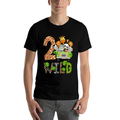 Kids Wild Two 2 Year Old Boy Girl 2nd Birthday Zoo Jungle Animal  Cotton T-Shirt