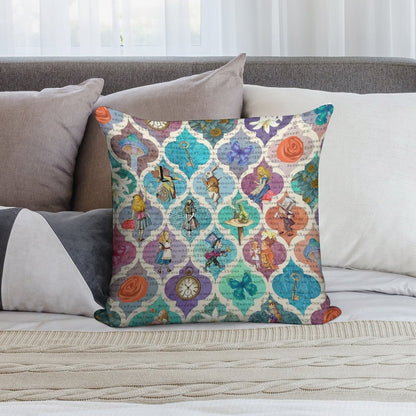 Wonderland Collage Pattern - Vivid Soft Ultra-Soft Texture Throw Pillow