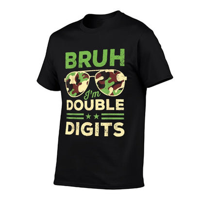 Bruh I'm Double Digits Camo 10th Birthday 10 Year Old Boys  Eco-friendly Material T-Shirt
