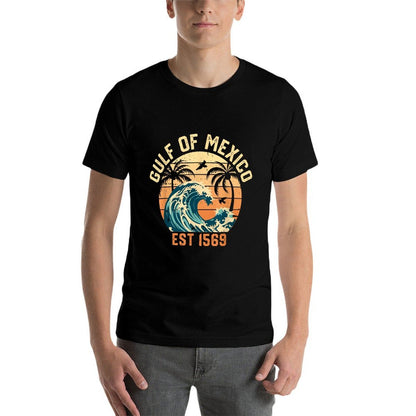 Gulf Of Mexico 1569 American Gulf of Mexico Map Lover  Ribbed Collar T-Shirt