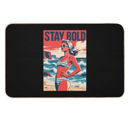 Stay Bold – Retro Beach Woman Hope Propaganda  Pet-Safe Bath Mat