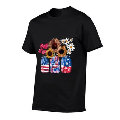 Sunflower Daisy Flower American Graphic For Men Women  Fade-proof Color T-Shirt