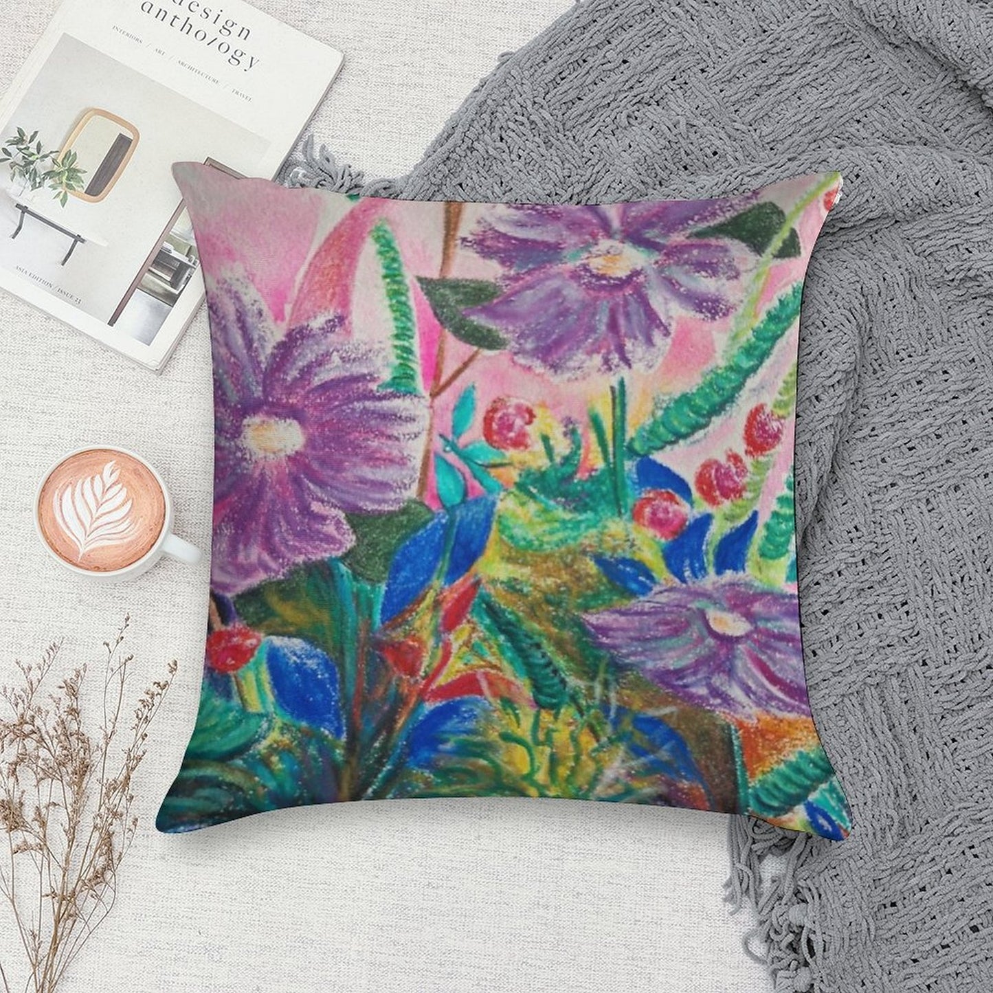 Flower Power Soft Reinforced Edging Throw Pillow