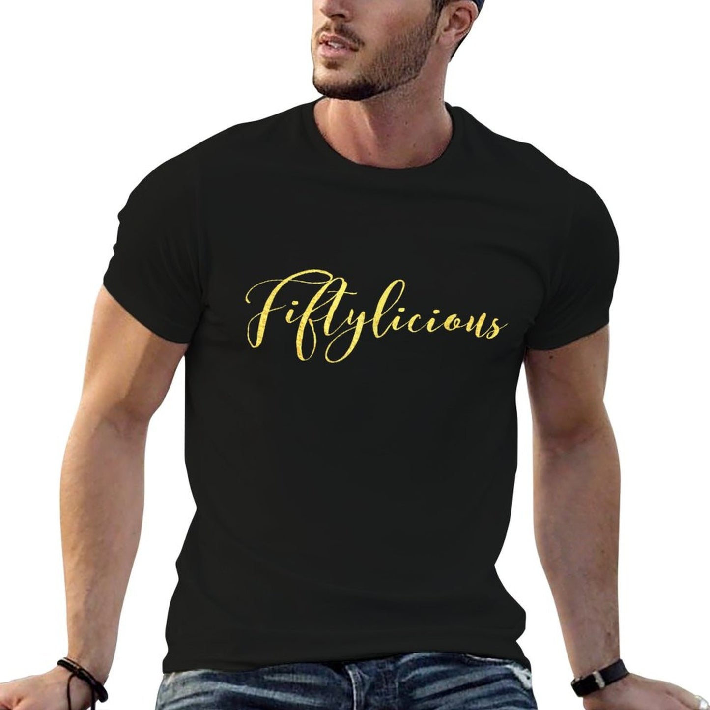 Fiftylicious Fifty 50th Birthday Gag Gift T Saying  Heathered Texture T-Shirt