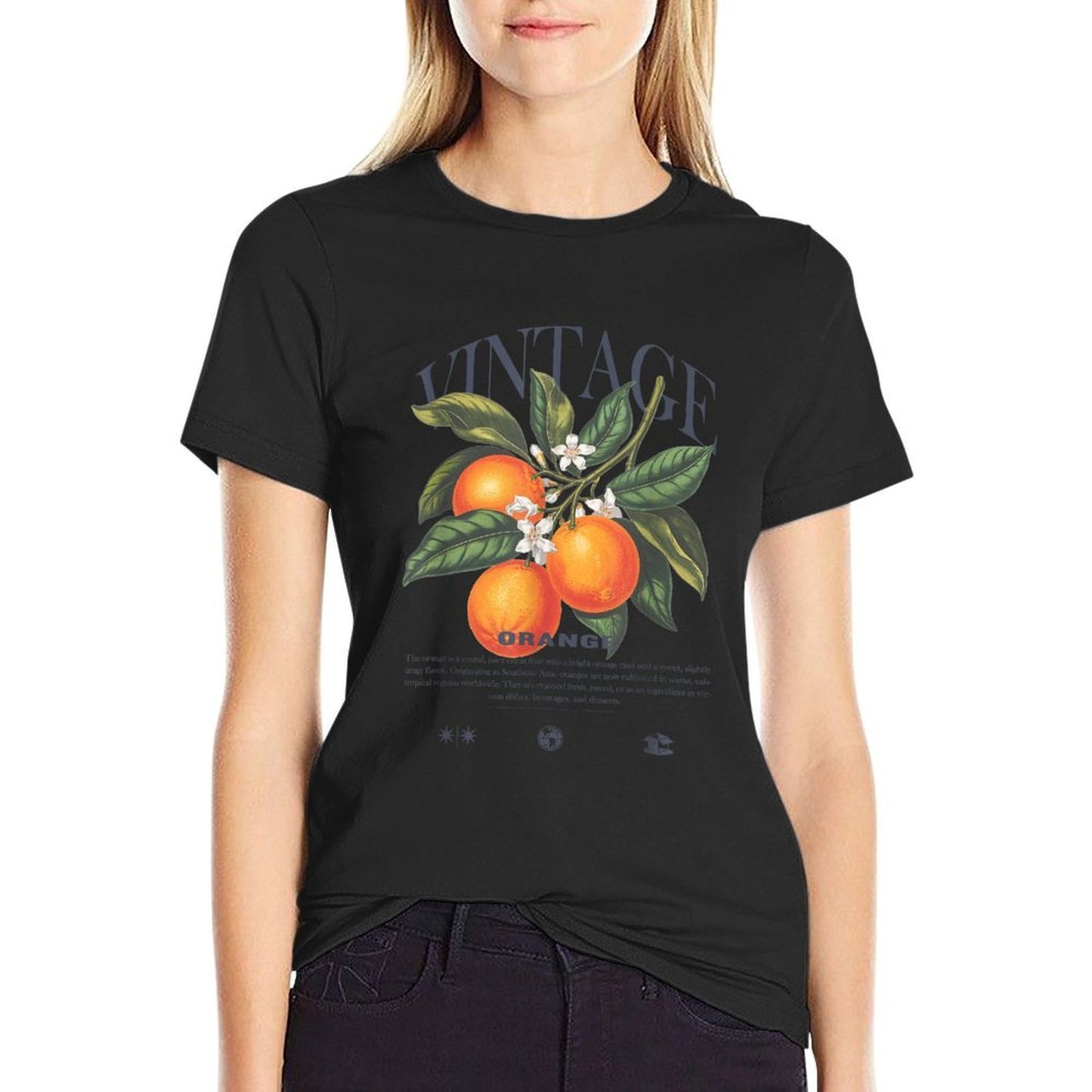 Orange Fruit Vintage  Heathered Texture T-Shirt